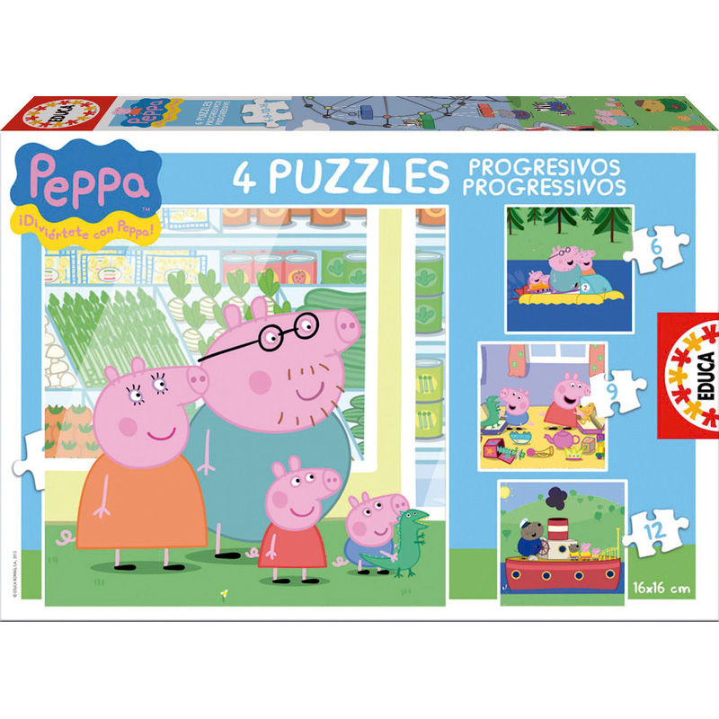 Imagen 1 de Puzzle Progresivo Peppa Pig 6-9-12-16Pzs