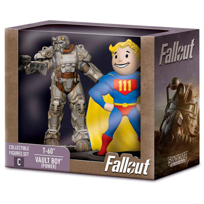 Imagen 1 de Set 2 Figuras T-60 &#38; Vaoult Boy Power Fallout 7Cm