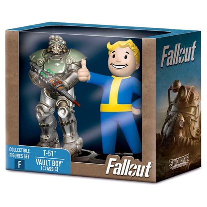 Imagen 1 de Set 2 Figuras T-51 &#38; Vault Boy Classic Fallout 7Cm