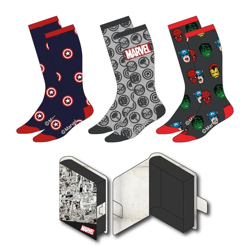 Imagen 1 - Set 3 Calcetines Vengadores Avengers Marvel Audlto Surtido