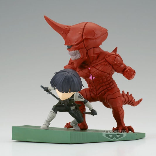 Imagen de Figura Soshiro Hoshina Vs. Kaiju No. 10 World Collectable Log Stories Kaiju No. 8 parte de nuestra colección en Espadas y más, sitio oficial.