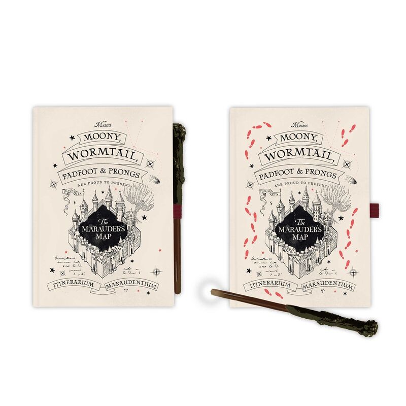 Imagen 1 - Cuaderno A5 Premium + Boligrafo Varita Mapa Del Merodeador Harry Potter