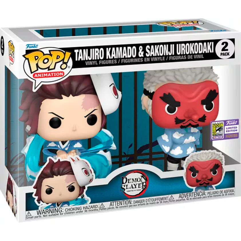 Imagen 2 de Blister 2 Figuras Pop Demon Slayer Kimetsu No Yaiba Tanjiro Kamado & Sakonji Urokodaki