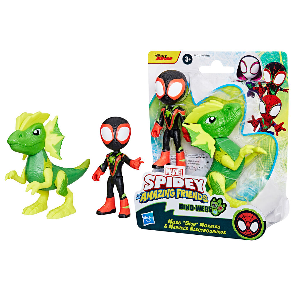 Imagen 3 - Figura Miles Spin Morales & Marvels Electrosaurus Spidey And His Amazing Friends Marvel