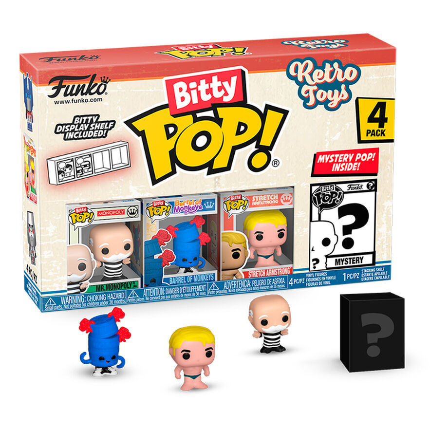 Imagen de Blister 4 Figuras Bitty Pop Retro Toys Monopoly parte de nuestra colección en Espadas y más, sitio oficial.