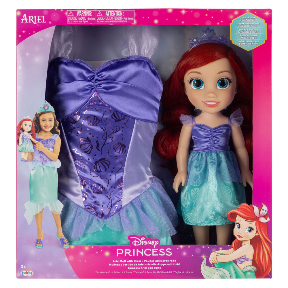 Imagen 1 de Muñeca Ariel + Disfraz La Sirenita Disney 38Cm