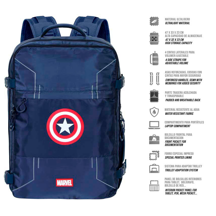 Imagen 2 - Mochila Capitan America Marvel 49Cm