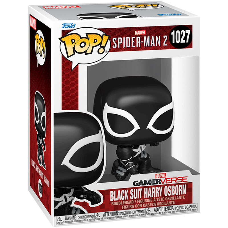Imagen de Figura Pop Mavel Spider-man 2 Black Suit Harry Osborn parte de nuestra colección en Espadas y más, sitio oficial.