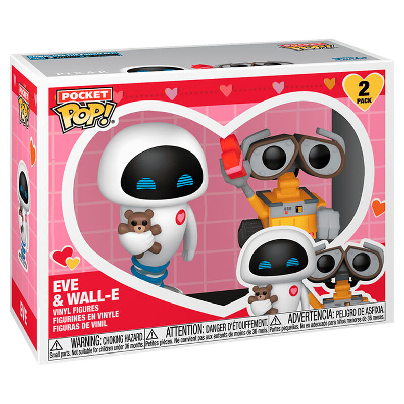 Imagen 2 - Blister 2 Figuras Pocket Pop Disney Pixar Wall-e &#38; Eve Valentine