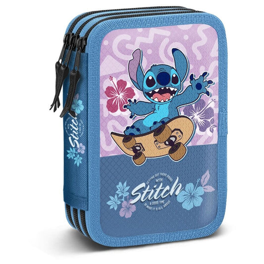 Imagen de Plumier Skate Stitch Disney Triple parte de nuestra colección en Espadas y más, sitio oficial.