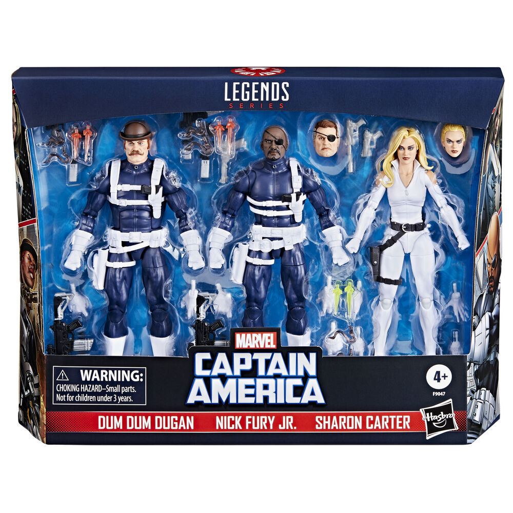 Imagen 1 - Blister 3 Figuras Dum Dum Dugan Nick Fury Jr Sharon Carter Capitan America Marvel Legends Series