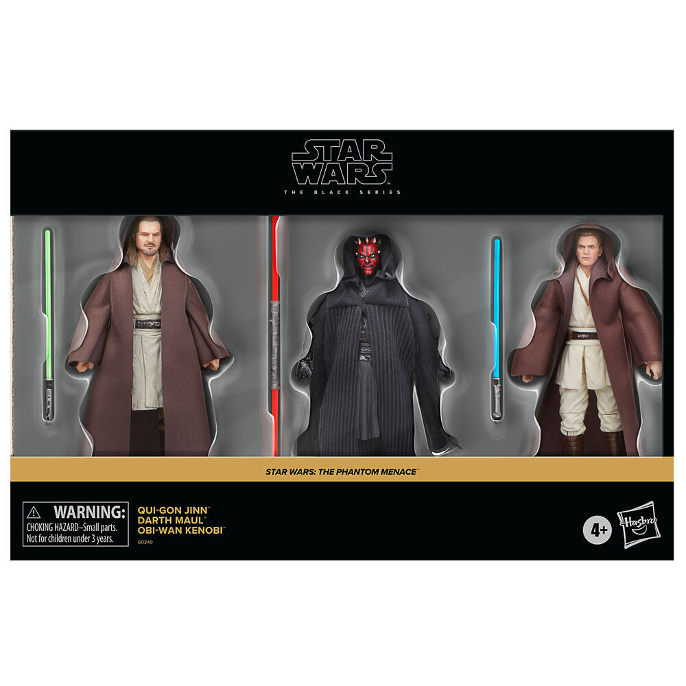 Imagen de Blister 3 Figuras Qui-go Jinn Darth Maul Obi-wan Kenobi La Amenaza Fantasma Star Wars 15Cm parte de nuestra colección en Espadas y más, sitio oficial.