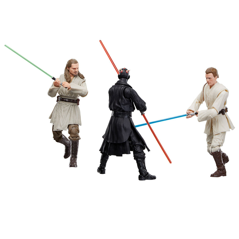 Imagen de Blister 3 Figuras Qui-go Jinn Darth Maul Obi-wan Kenobi La Amenaza Fantasma Star Wars 15Cm parte de nuestra colección en Espadas y más, sitio oficial.