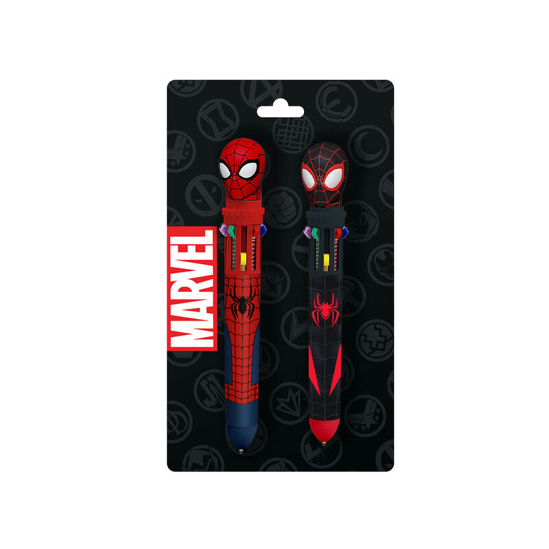 Imagen 1 - Blister 2 Boligrafos 10 Colores Spiderman Marvel