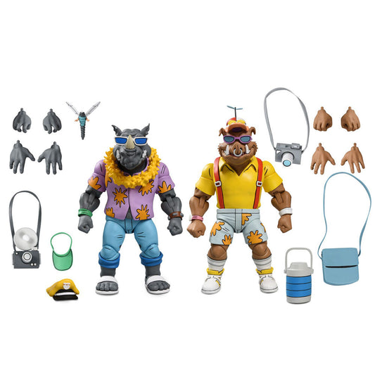 Imagen 1 - Blister 2 Figuras Vacation Bebop & Rocksteady Teenage Mutant Ninja Tortugas Ninja 18Cm