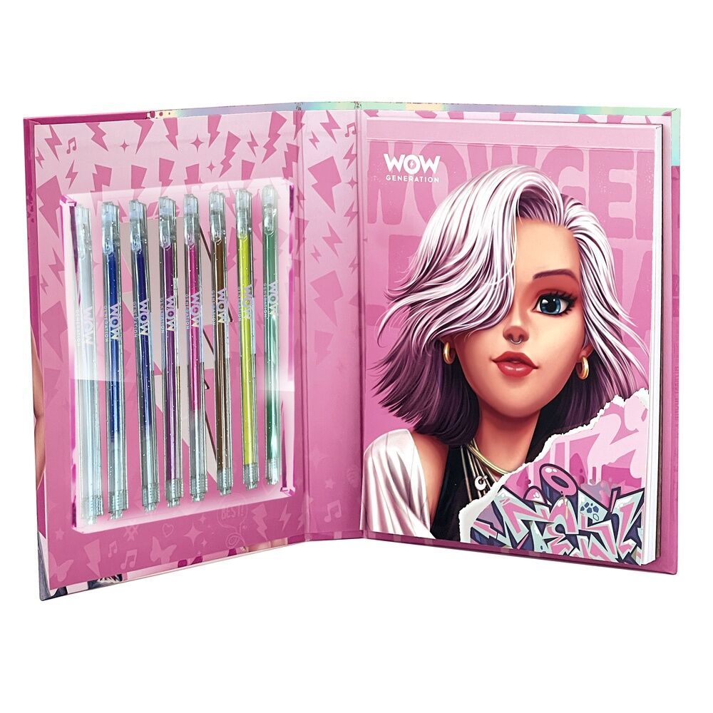 Imagen 2 de Cuaderno Para Colorear + 8 Boligrafos De Gel Metalicos Wow Generation