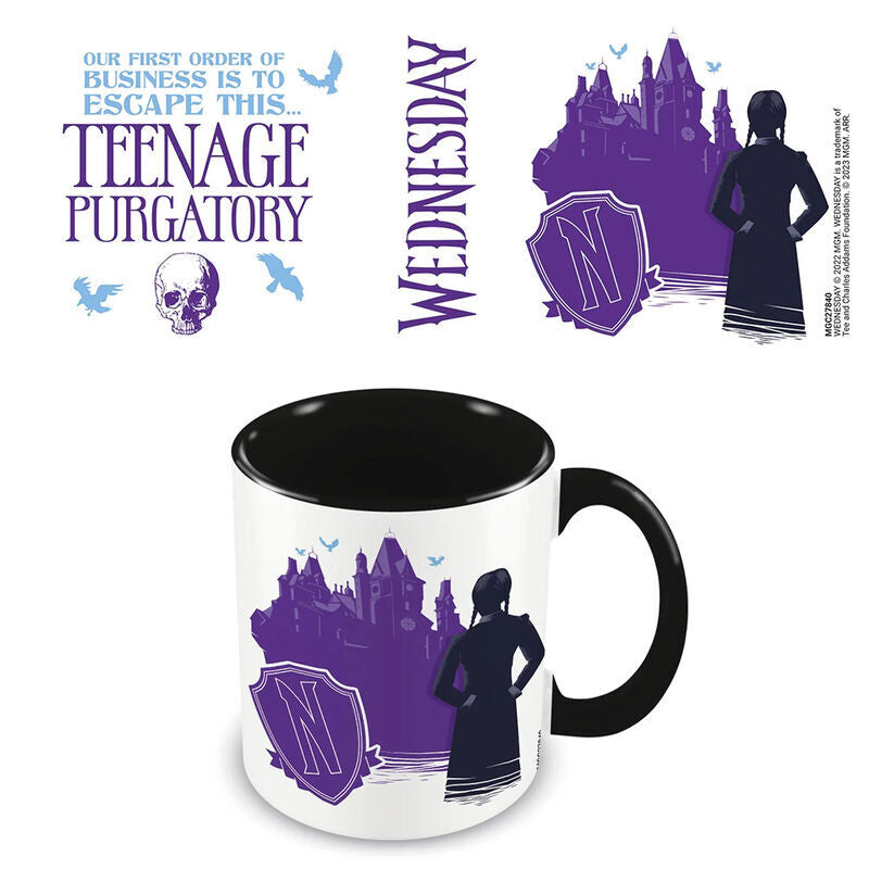 Imagen de Taza Purgatorio Adolescente Miercoles Wednesday 315Ml parte de nuestra colección en Espadas y más, sitio oficial.