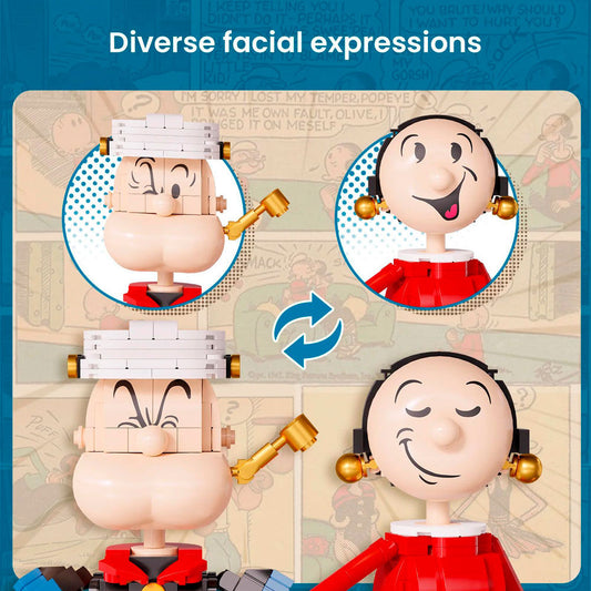 Imagen de Kit Construccion Popeye & Olivia Popeye 1500Pzs parte de nuestra colección en Espadas y más, sitio oficial.