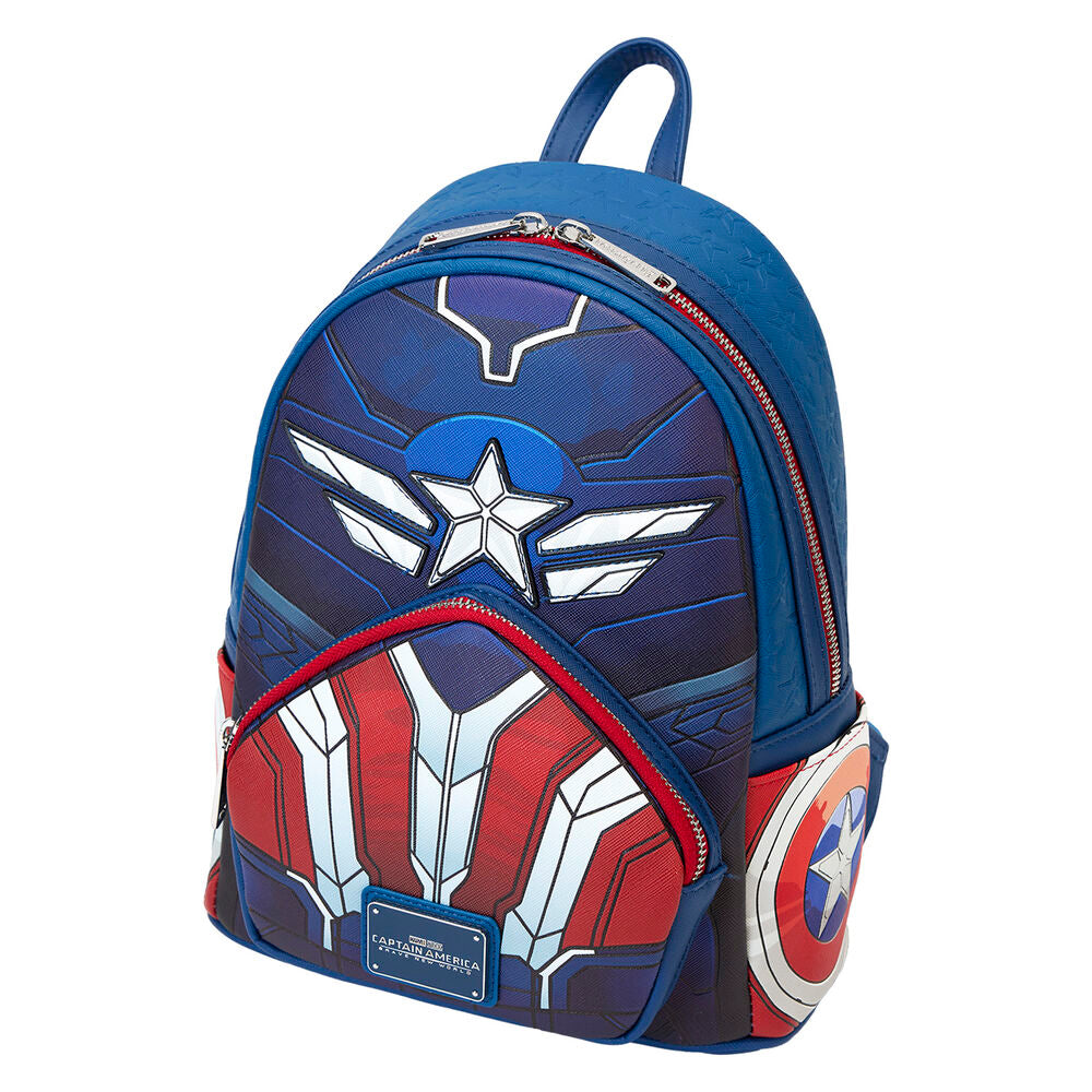 Imagen de Mochila Brave New World Capitan America Marvel Loungefly parte de nuestra colección en Espadas y más, sitio oficial.