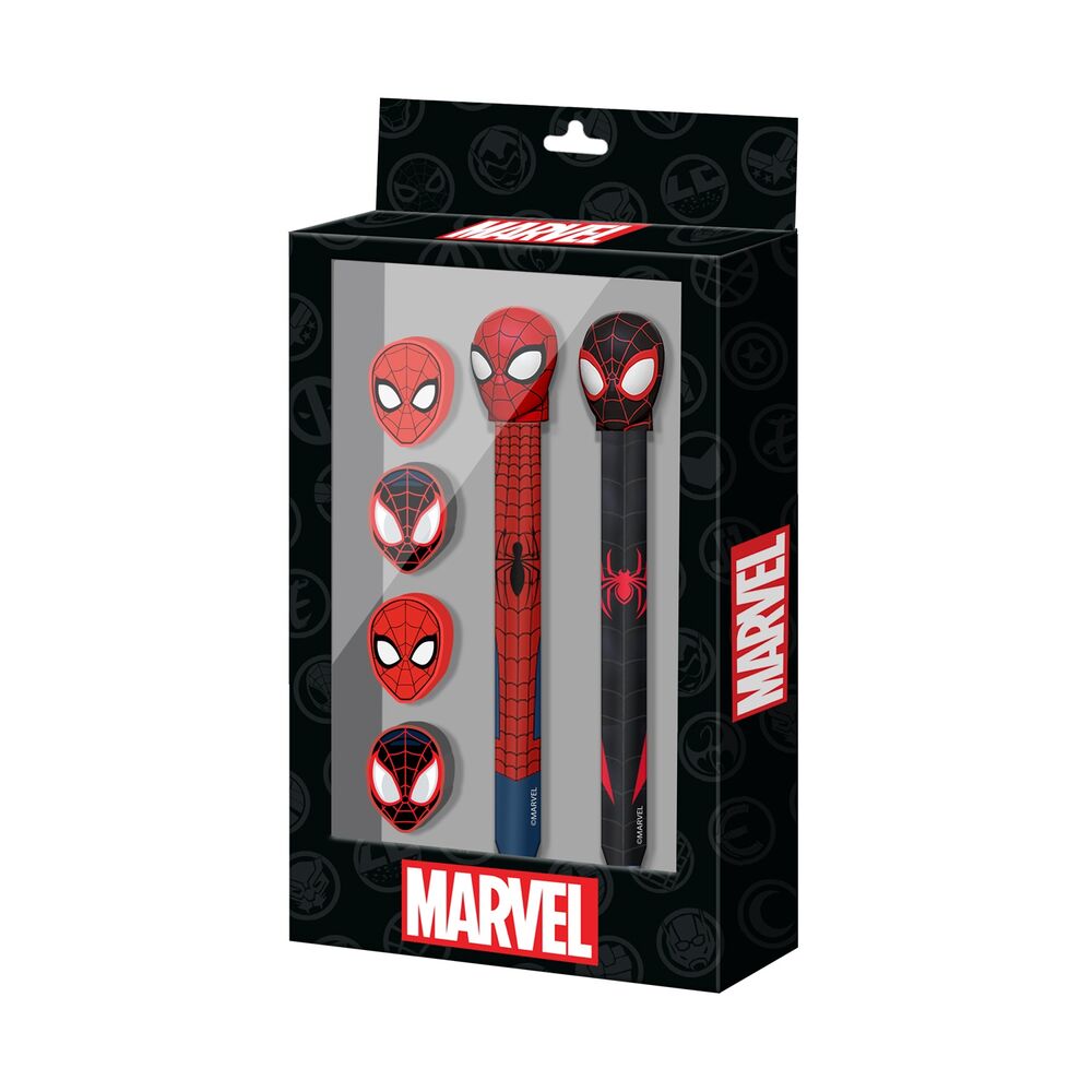 Imagen 1 - Blister Boligrafo + Lapiz + 4 Gomas Spiderman Marvel