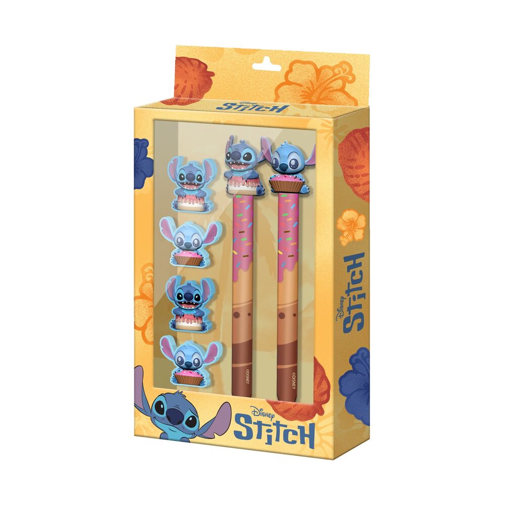 Imagen 1 - Blister Boligrafo + Lapiz + 4 Gomas Stitch Disney