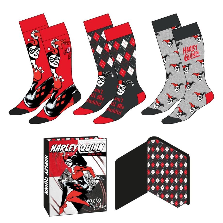 Imagen 1 - Set 3 Calcetines Harley Quinn Dc Comics Adulto