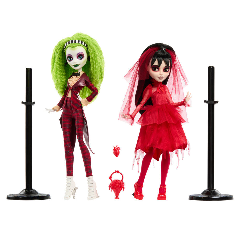 Imagen de Set 2 Muñecas Beetlejuice Bitelchus Monster High Skullector parte de nuestra colección en Espadas y más, sitio oficial.