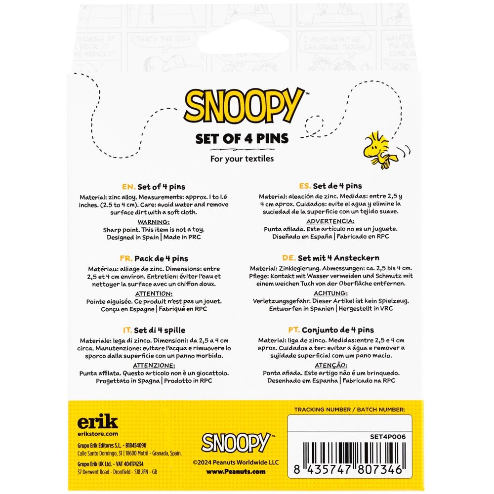 Imagen 3 - Set 4 Pins Snoopy