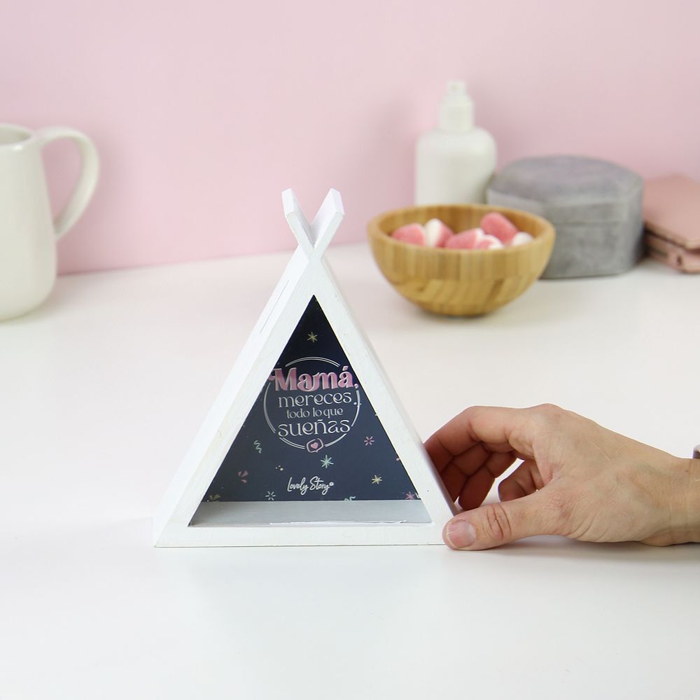 Imagen 2 - Hucha Tipi Madera - Mama Mereces Todo Lo Que Sueñas