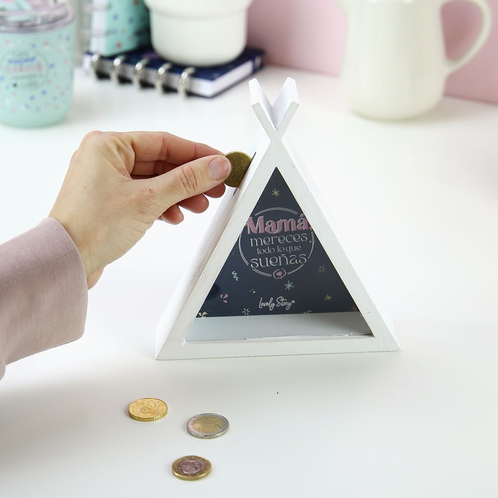 Imagen 3 - Hucha Tipi Madera - Mama Mereces Todo Lo Que Sueñas