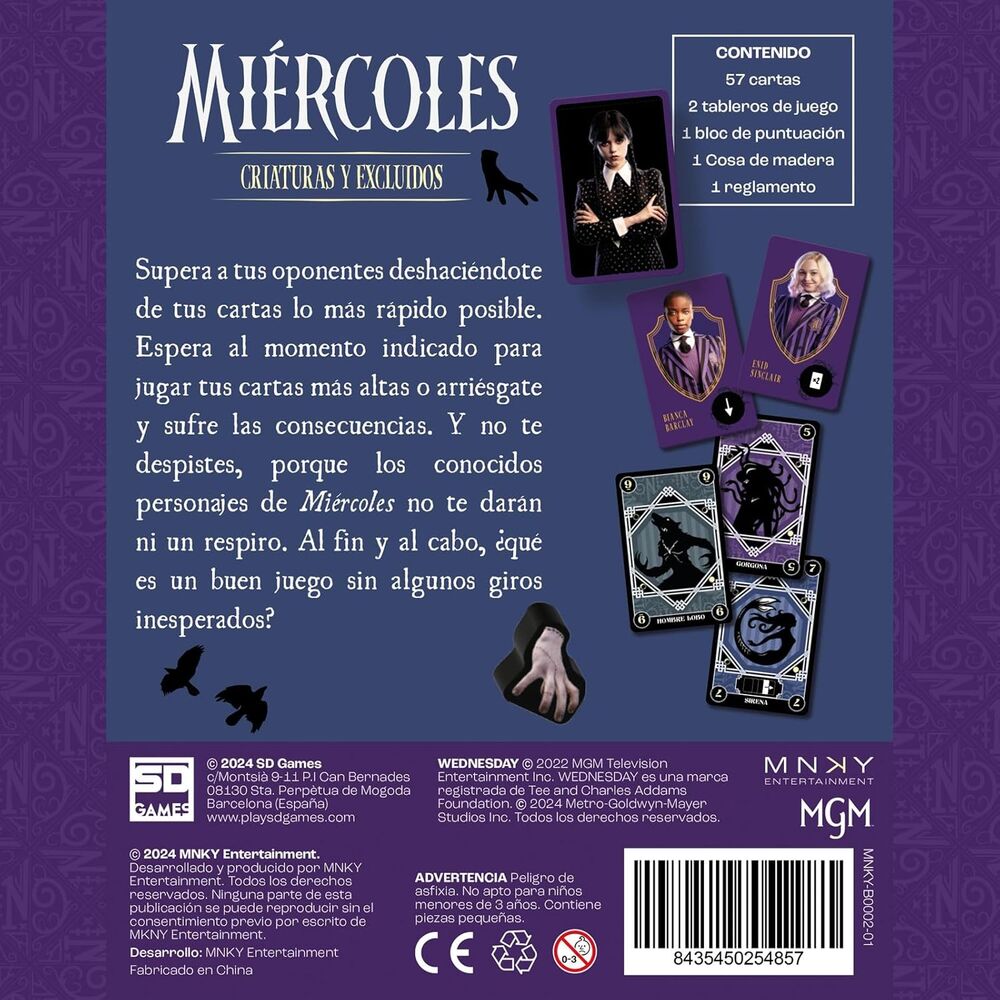 Imagen 4 - Juego De Cartas Criaturas Y Excluidos Miercoles Wednesday Español