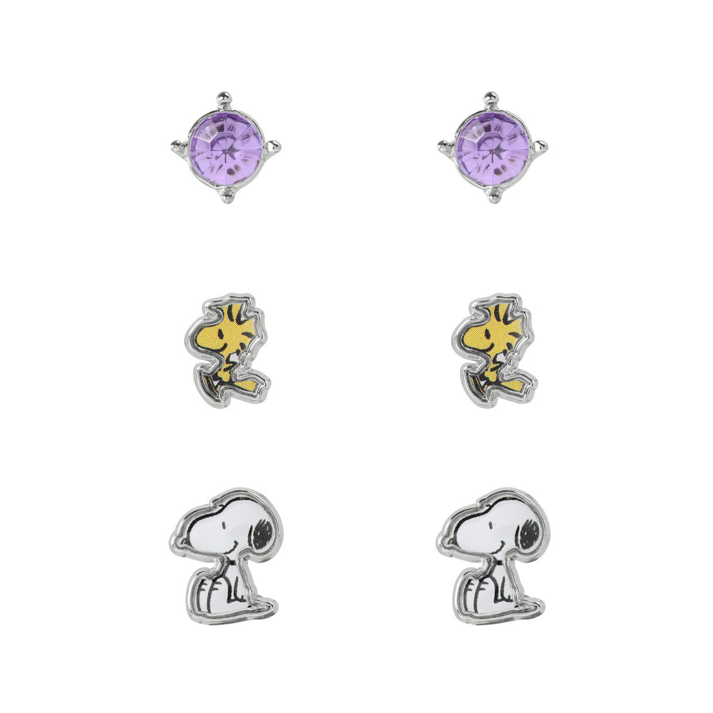 Imagen 1 - Set 3 Pares De Pendientes Snoopy