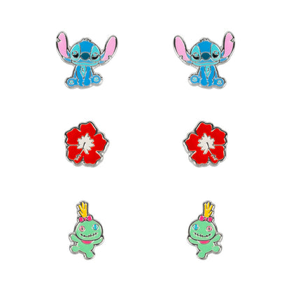 Imagen 1 - Set 3 Pares De Pendientes Stitch Disney Plata