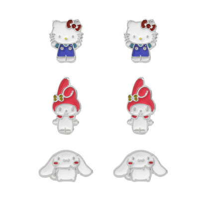 Imagen 1 - Set 3 Pares De Pendientes Hello Kitty And Friends Plata