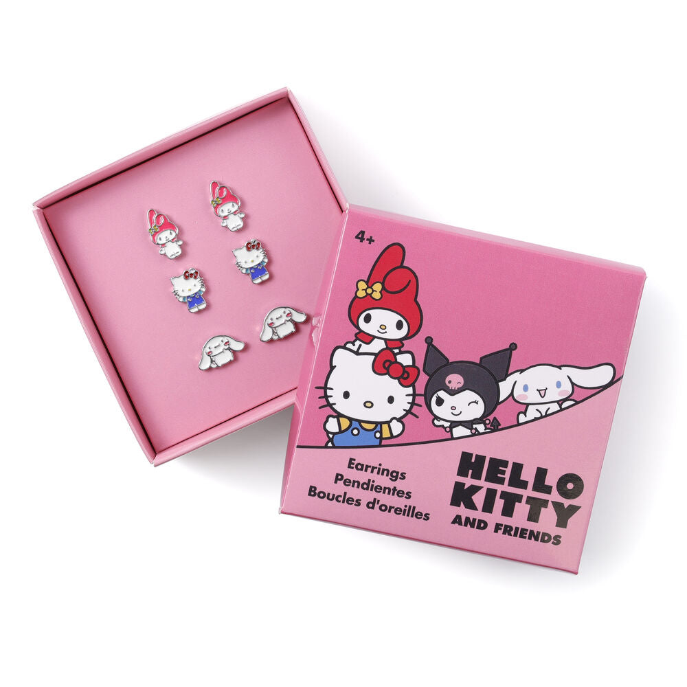 Imagen 2 - Set 3 Pares De Pendientes Hello Kitty And Friends Plata