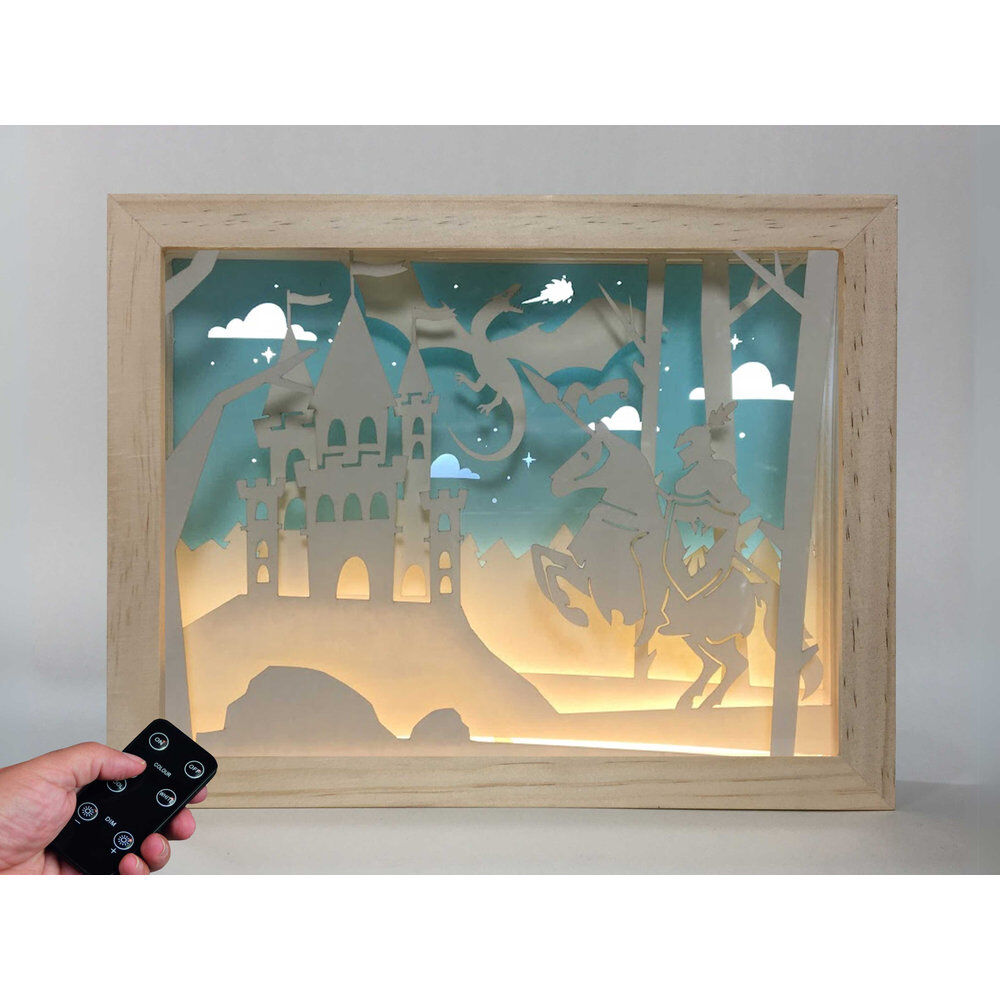 Imagen 1 - Lampara Caballero Y Dragon Madera