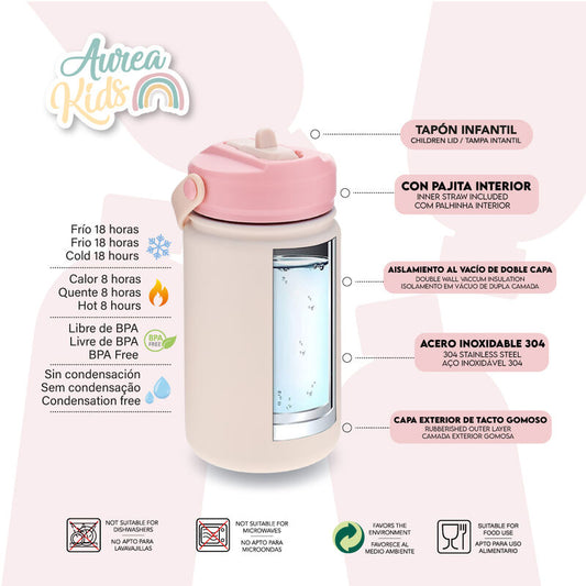 Imagen 2 - Cantimplora Termica Gatos Rosas 330Ml