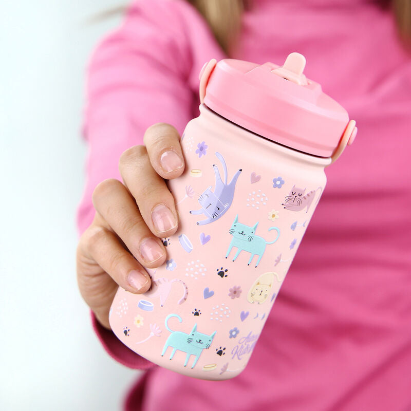 Imagen 3 - Cantimplora Termica Gatos Rosas 330Ml