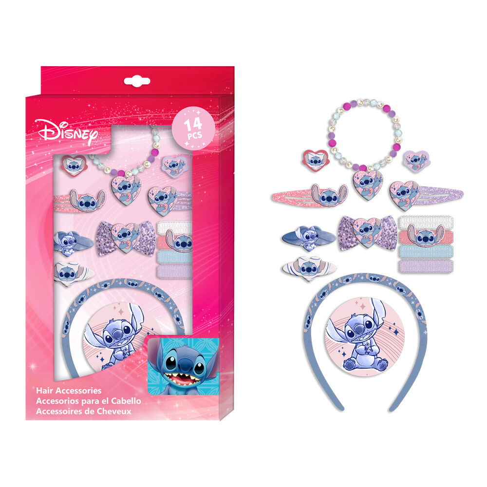 Imagen 2 - Blister Accesorios Pelo Stitch Disney 14Pzs