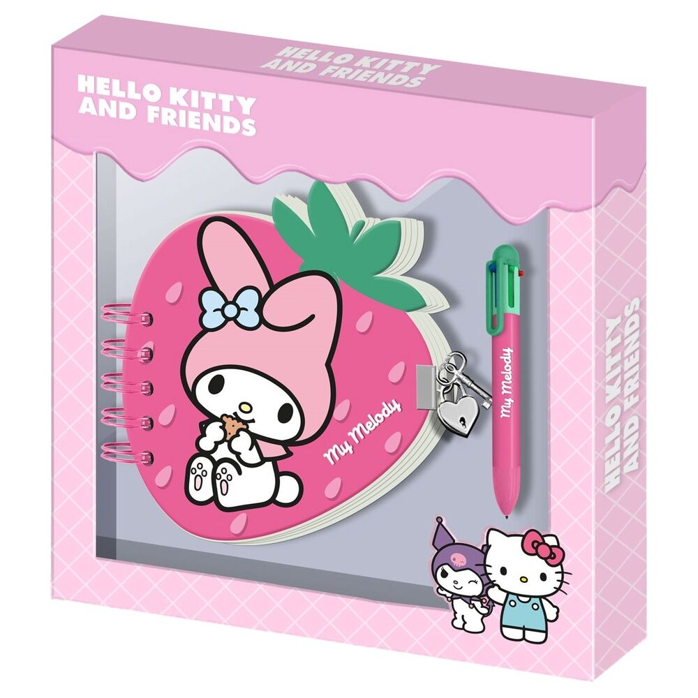 Imagen 1 - Diario + Boligrafo Fresa My Melody Hello Kitty And Friends