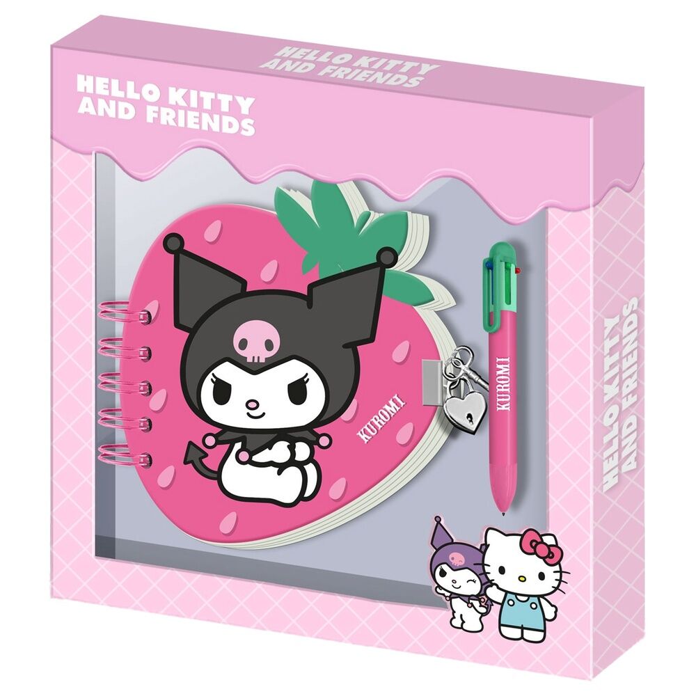 Imagen 1 - Diario + Boligrafo Fresa Kuromi Hello Kitty