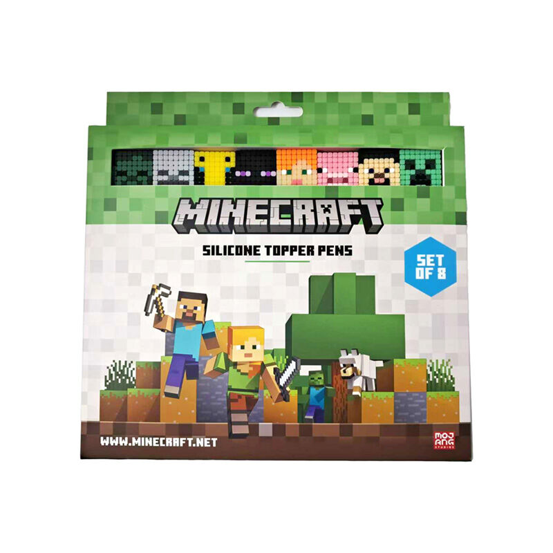 Imagen 1 - Blister 8 Boligrafos Punta Fina Topper Minecraft