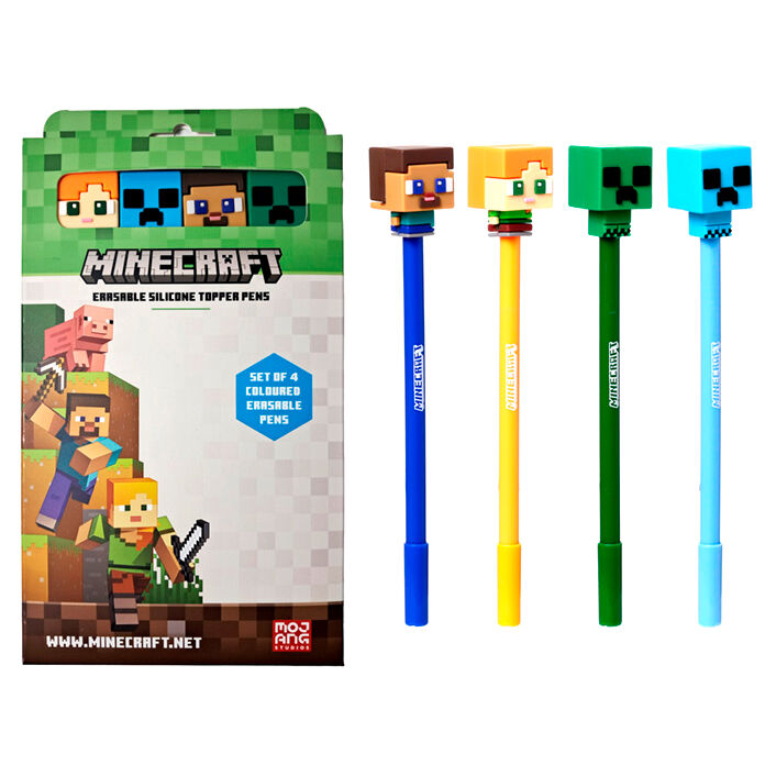 Imagen 1 - Blister 4 Boligrafos Colores Borrables Minecraft