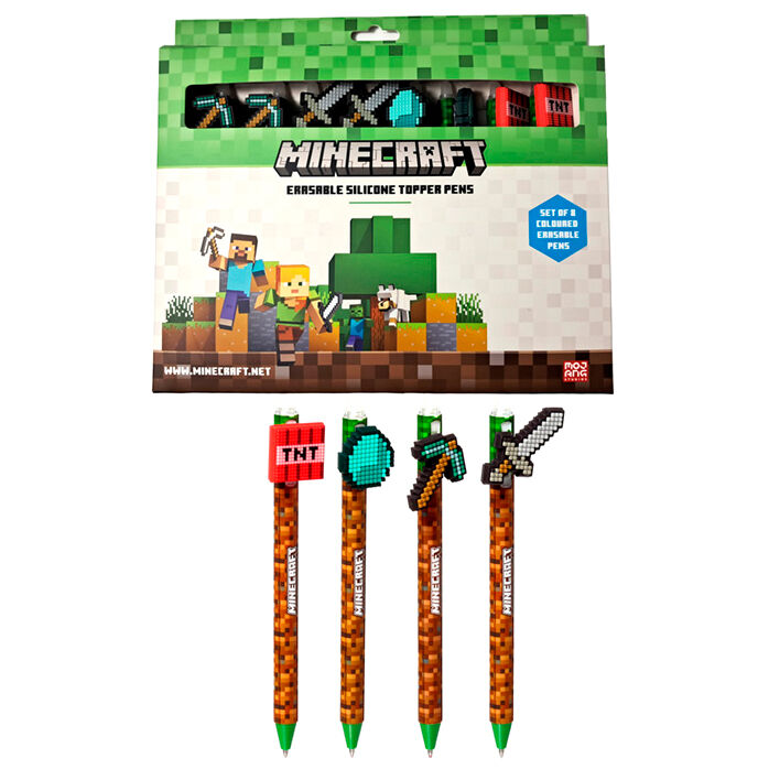 Imagen 1 - Blister 8 Boligrafos Colores Borrables Minecraft