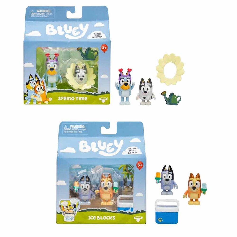 Imagen 1 - Blister 2 Figuras Lets Play Chet Bluey Surtido