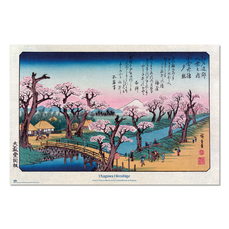 Imagen 1 - Poster Cerezos En Flor En El Terraplén De Koganei Hiroshige