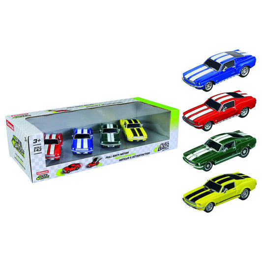 Imagen 1 - Blister 4 Coches Ford Mustang 67 Pull Back