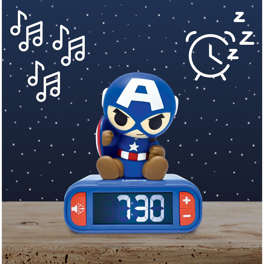 Imagen 3 - Reloj Despertador Luz Nocturna 3D Capitan America Vengadores Avengers Marvel