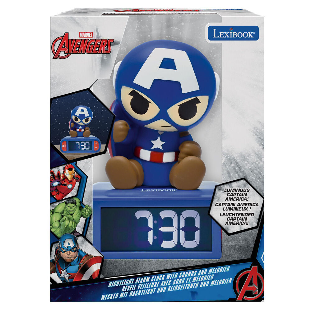 Imagen 4 - Reloj Despertador Luz Nocturna 3D Capitan America Vengadores Avengers Marvel