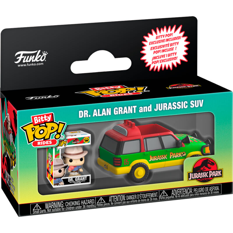 Imagen 2 - Figura Bitty Pop Ride Jurassic Park Dr. Alan Grant And Jurassic Suv